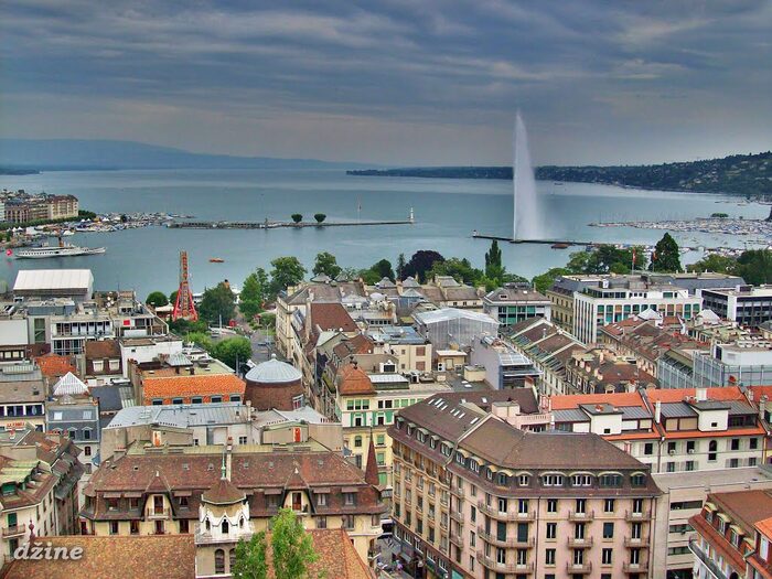 View over Geneva and the Jet d'Eau